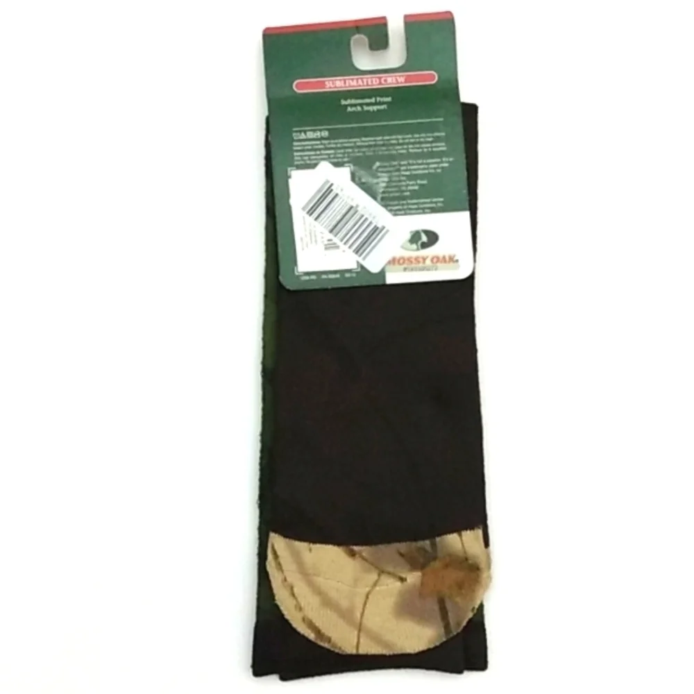 MOSSY OAK BROWN GREEN SUBLIMATED CREW ARCH SUPPORT SOCKS 1-PAIR NWT